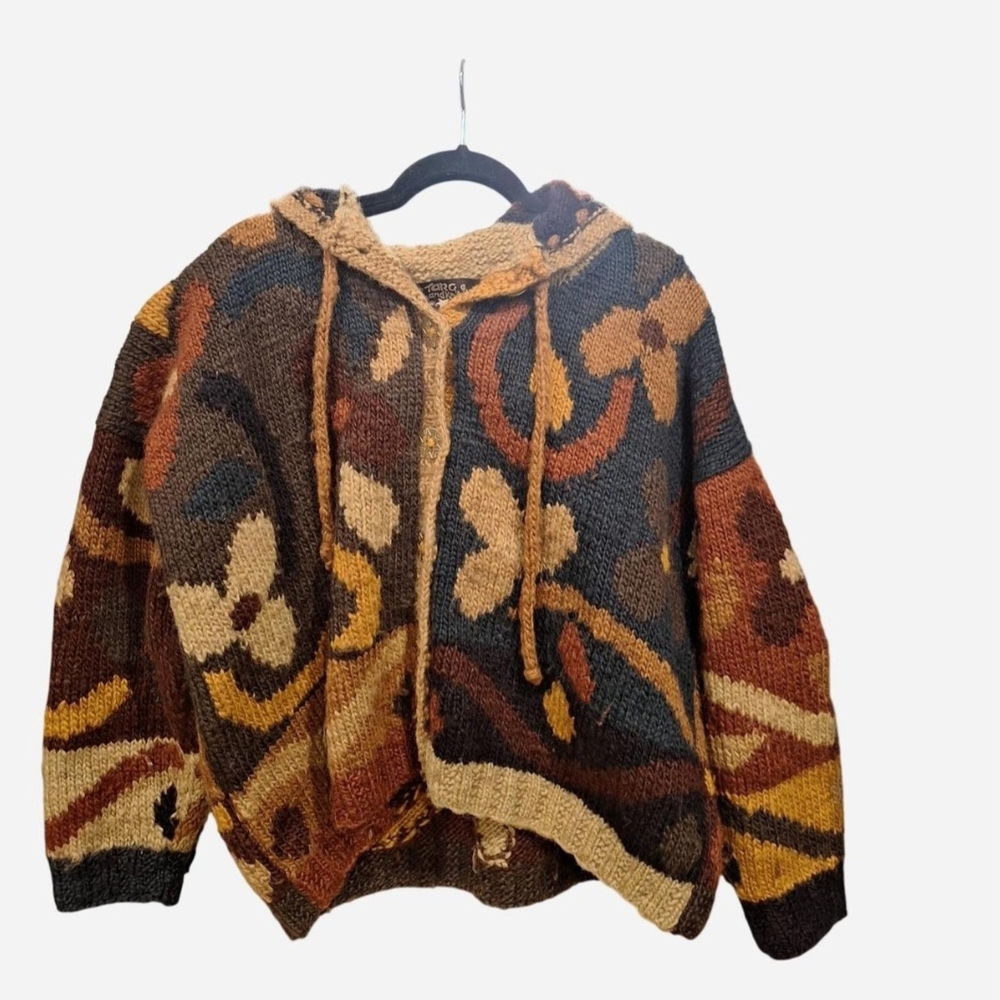 Tara Handknits Earthy Tones Hooded Cardigan